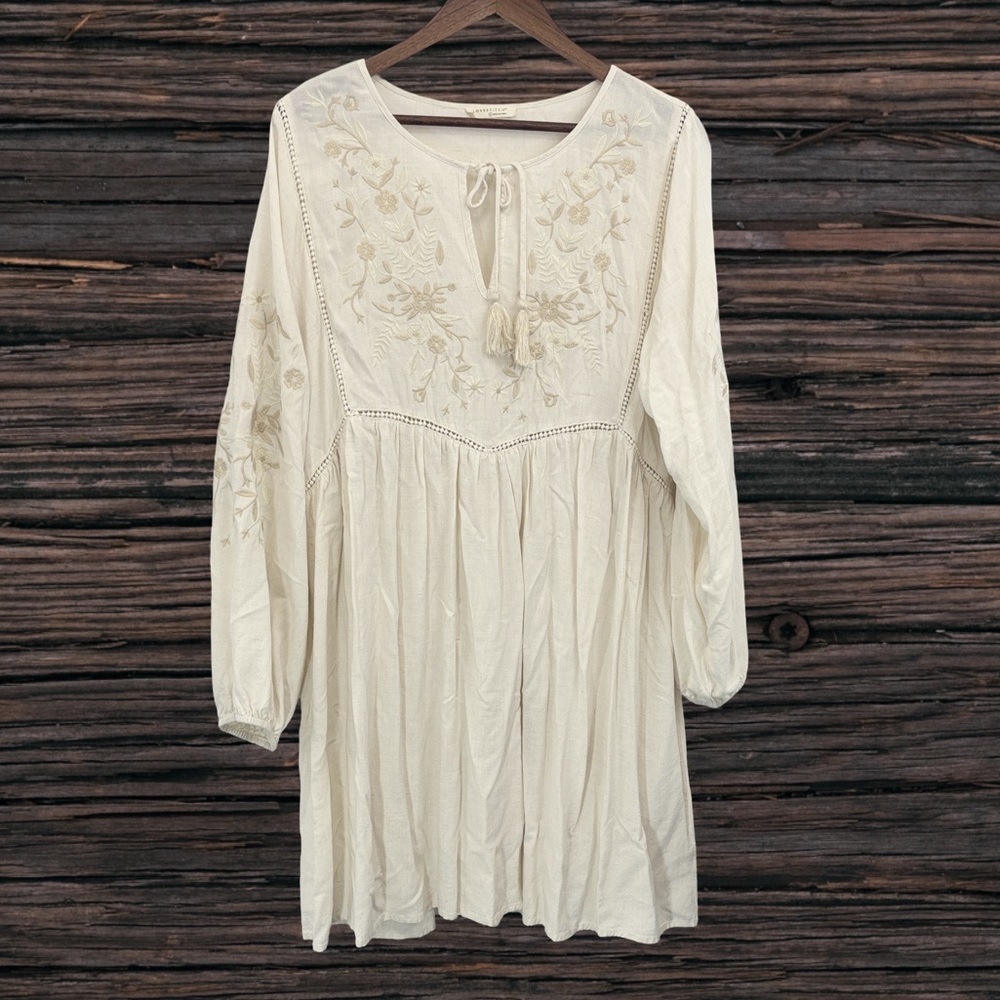 lovestitch Cream Embroidered Mini Dress